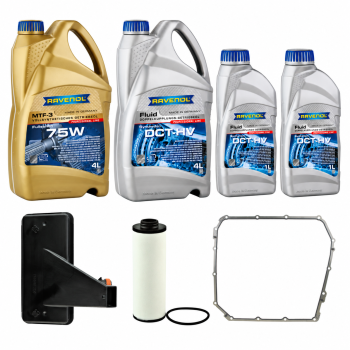 Zestaw serwisowy 0B5 DL501 – filtry, uszczelka + RAVENOL DCT/DSG 6L i MTF-3 4L – składniki zestawu